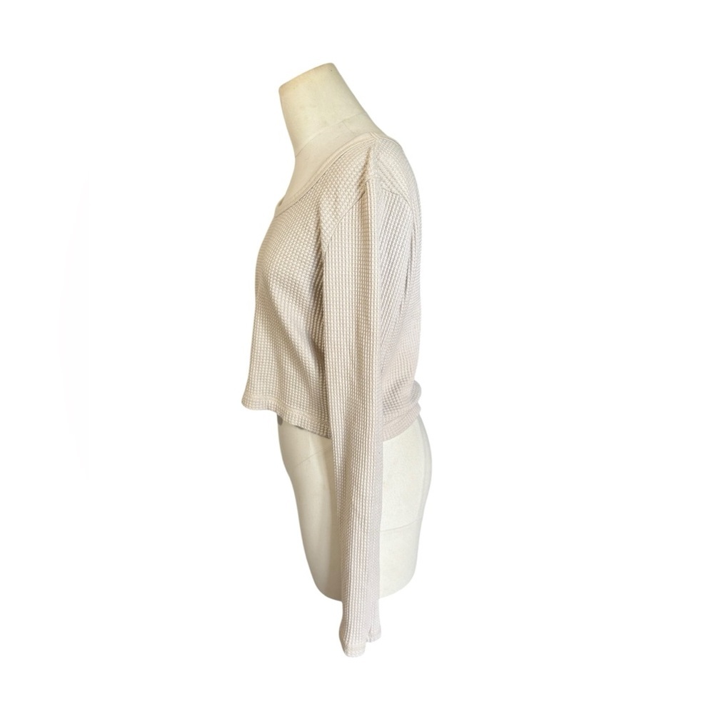 Madewell Cream Waffle-Knit Long Sleeve Crop Top - Picture 6 of 10